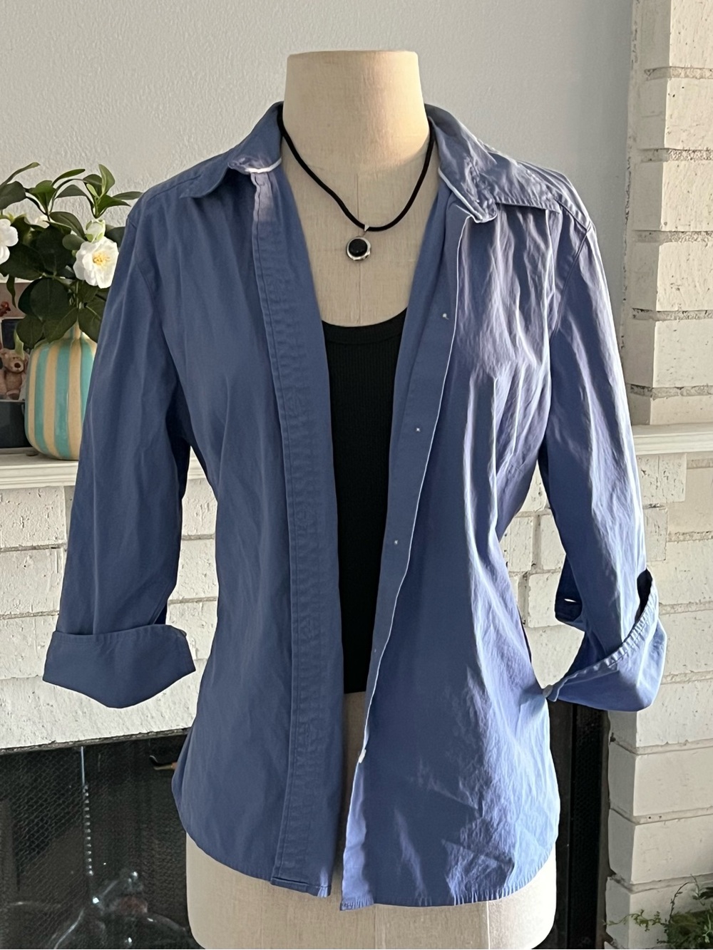 Eddie Bauer Slate Blue Button-Front Shirt Jacket